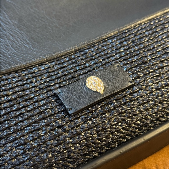 Helen Kaminski Victoria Handbag Satchel Purse Black Raffia Leather Shoulder NEW - Picture 2 of 6